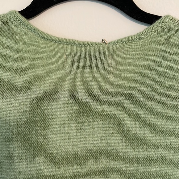 Jennifer Tyler moss green 100% cashmere round neck sweater tank. Italy. SzL - Picture 9 of 11